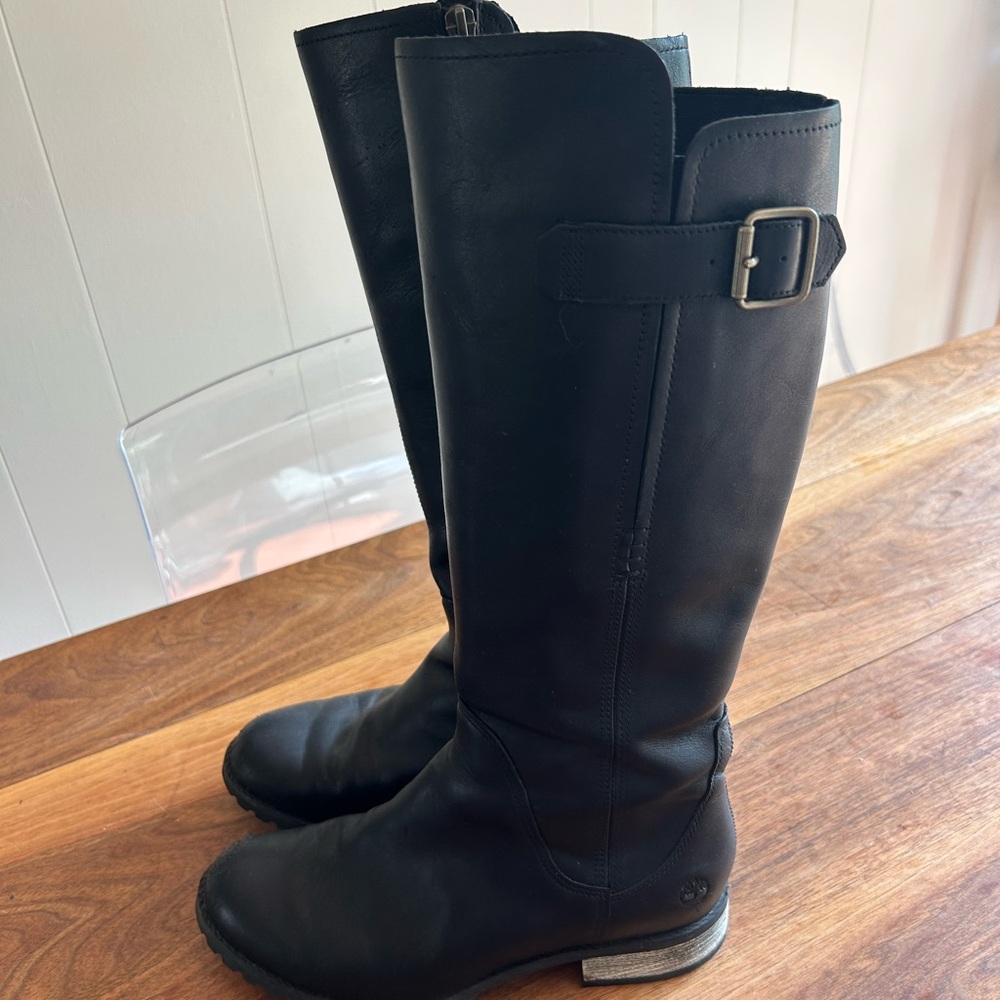 Timberland Black Heeled Boots with Buckle Detail